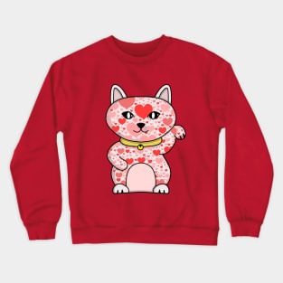 Lucky Cat Full of Hearts Crewneck Sweatshirt